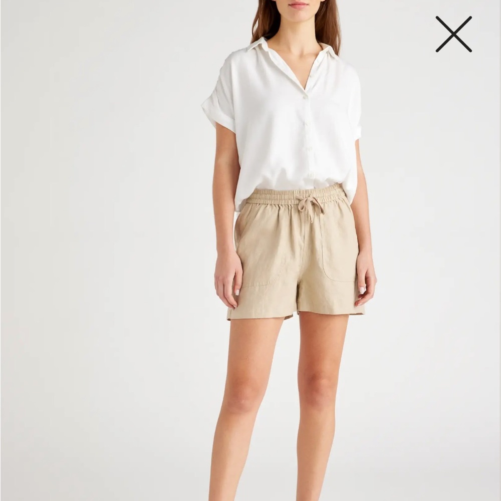 NWT Quince 100% European Linen Shorts Size L Color Driftwood